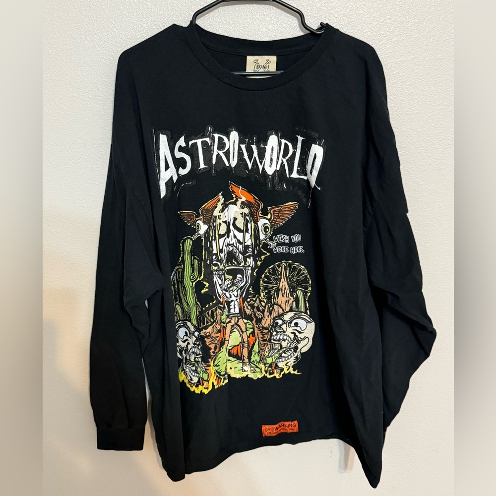 Brand Black Graphic Long Sleeve Shirt Travis Scott Astroworld Concert Music 3XL